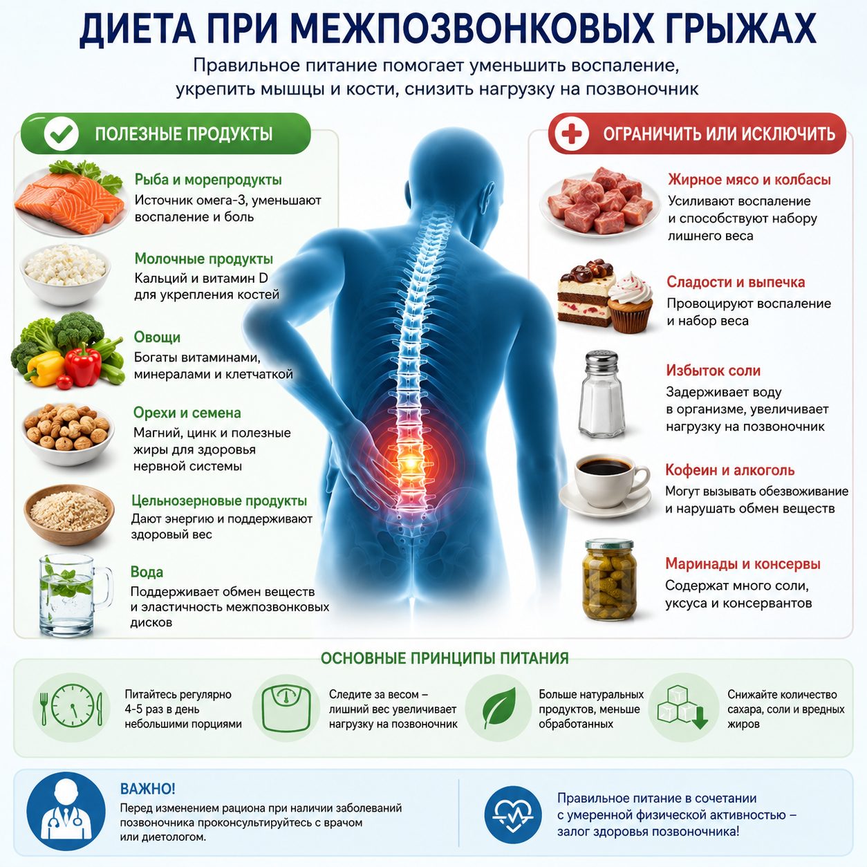 Диета при межпозвонковой грыже в СПб | Рекомендации | Невролог Наталья Юрьевна Порошина
